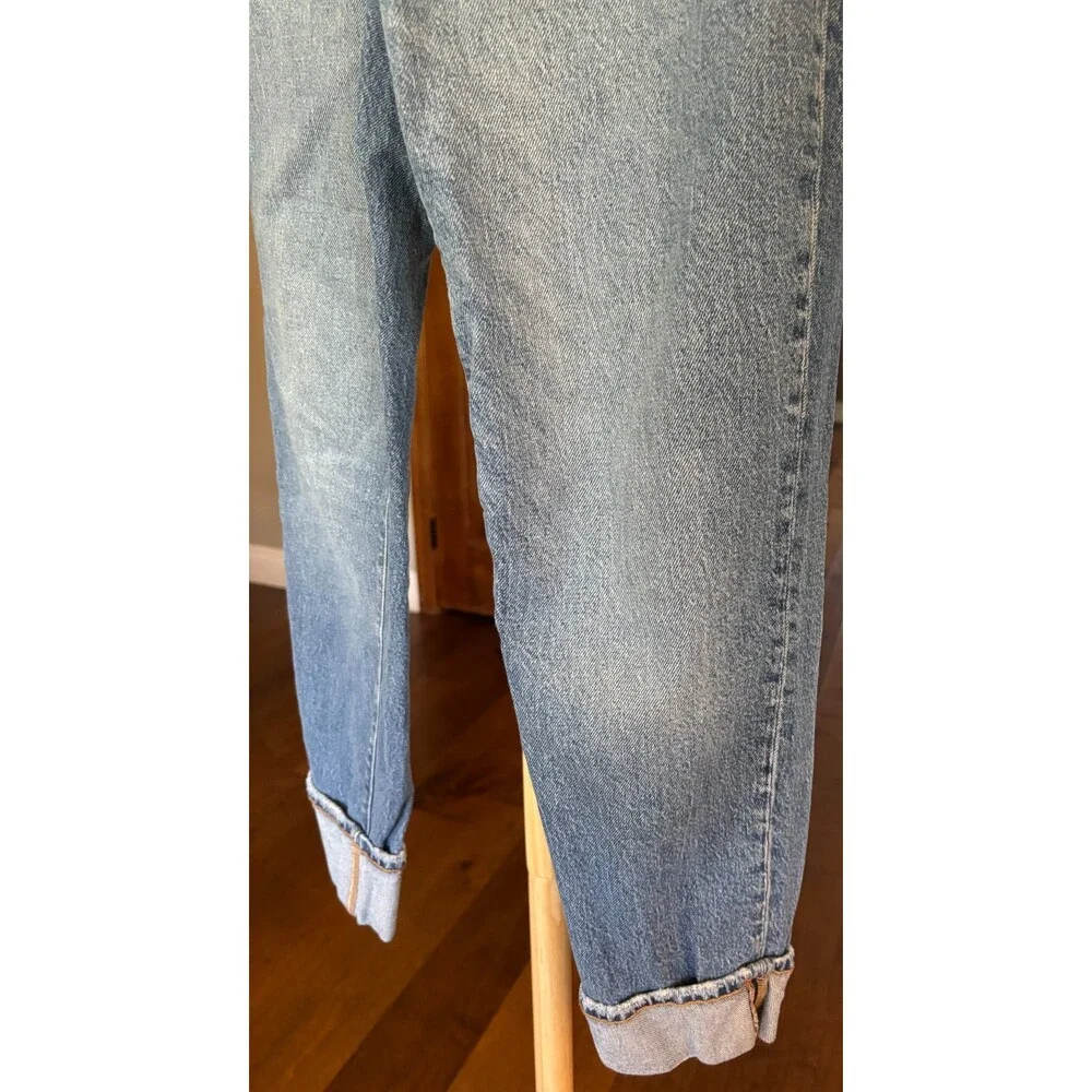 Good American The Weekender Cuffed Jeans Size 0/25 High Rise Relaxed Blue